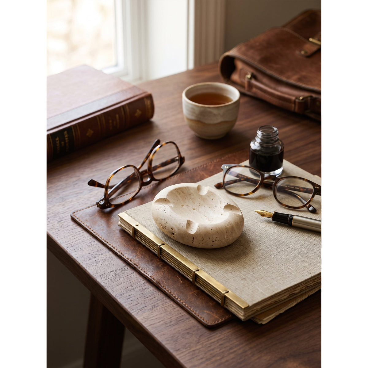 Aria Catch-all Tray, stone and finish close up