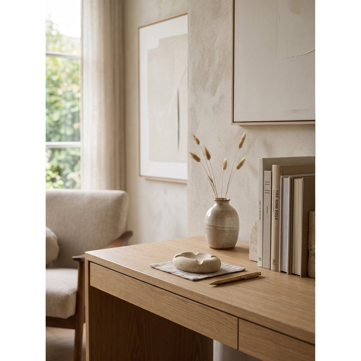 Aria Catch-all Tray, styled on a console