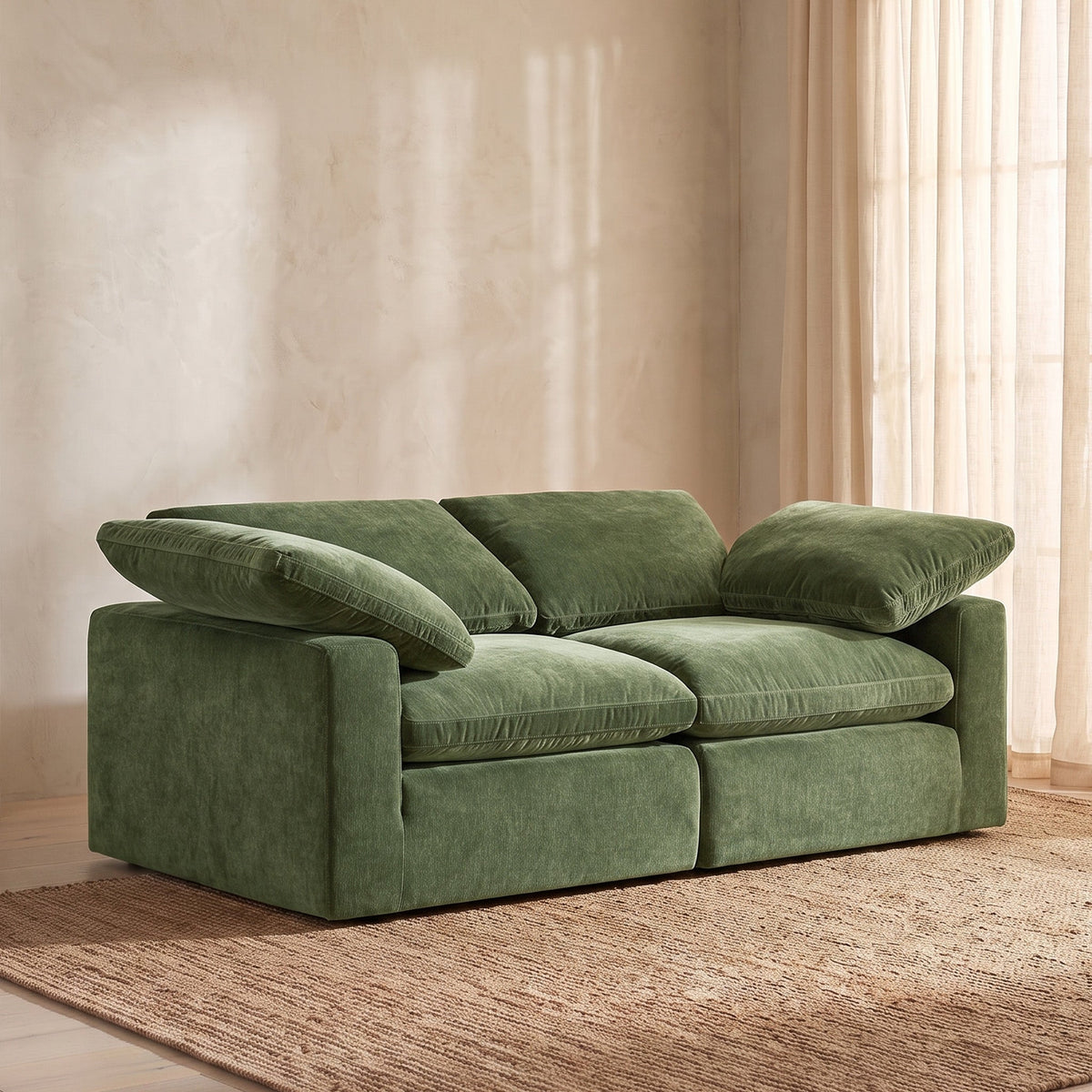 Aspen 2-Seat Modular Sofa in Sagano Green, side profile