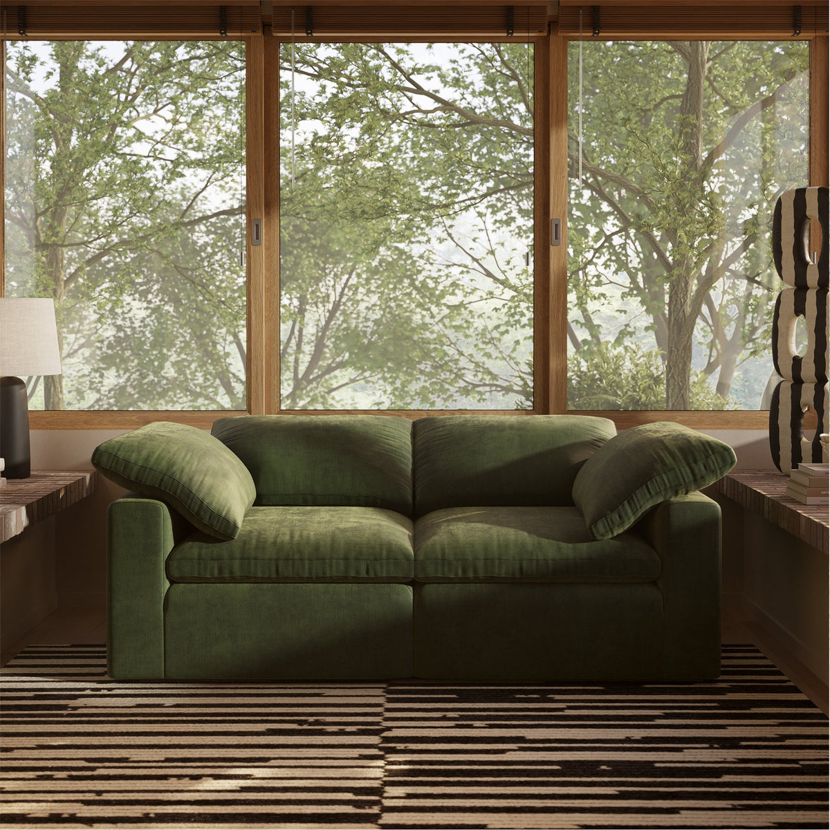 Aspen 2-Seat Modular Sofa in Sagano Green, second styled room view