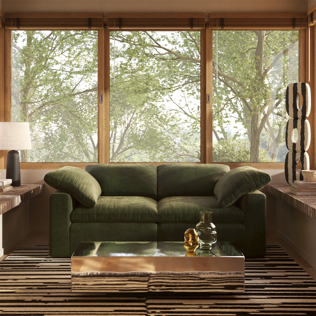 Aspen 2-Seat Modular Sofa in Sagano Green, third styled room view
