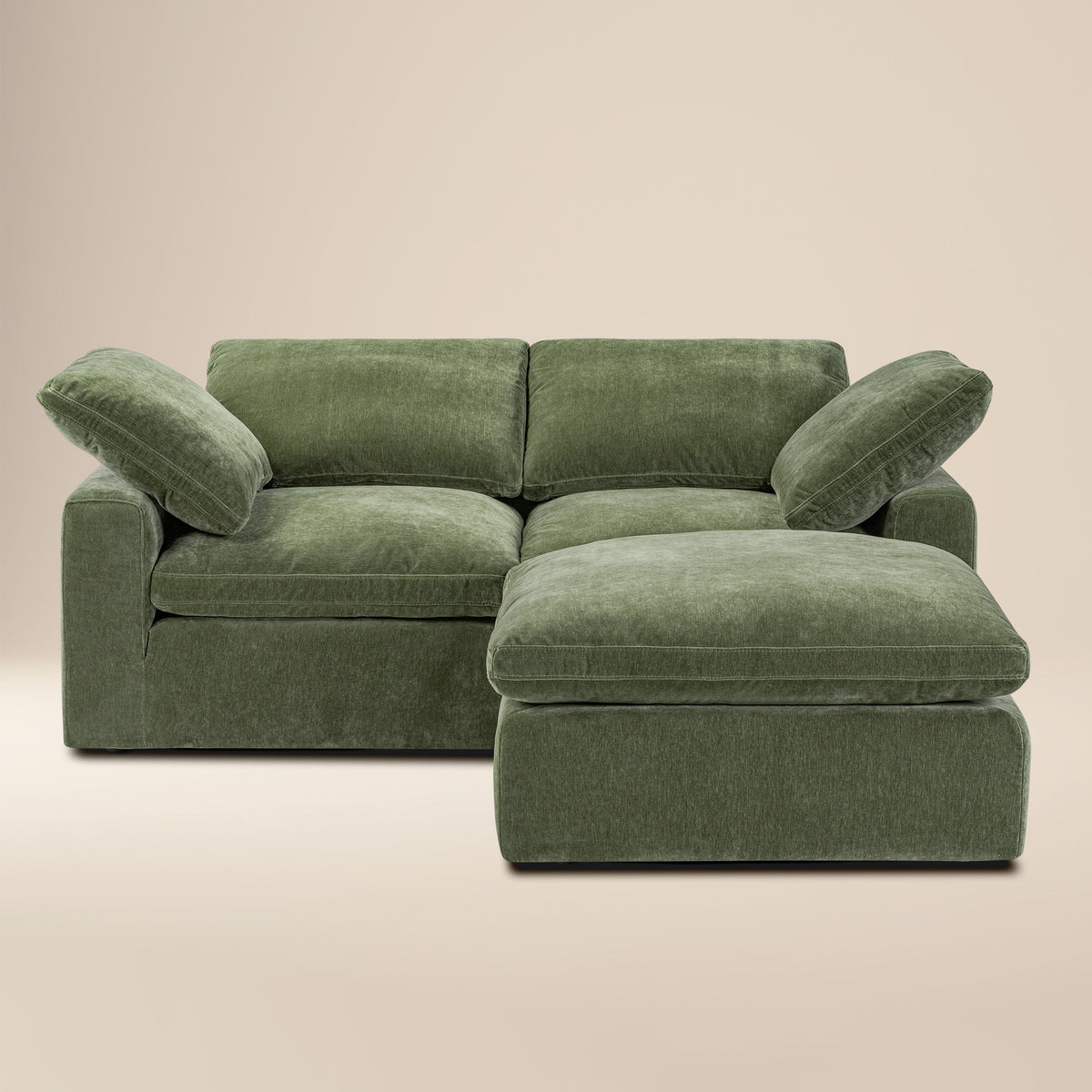 Aspen 3-Seat Modular Sectional in Sagano Green, side profile