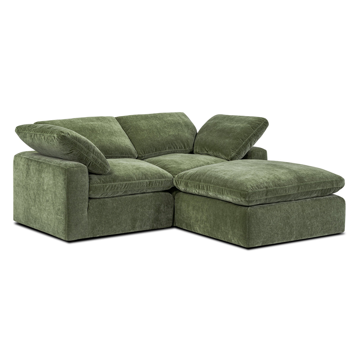 Aspen 3-Seat Modular Sectional in Sagano Green, armrest and seat detail