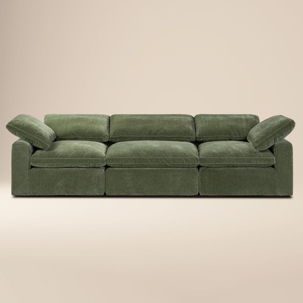 Aspen 3-Seat Modular Sofa in Sagano Green, full front view