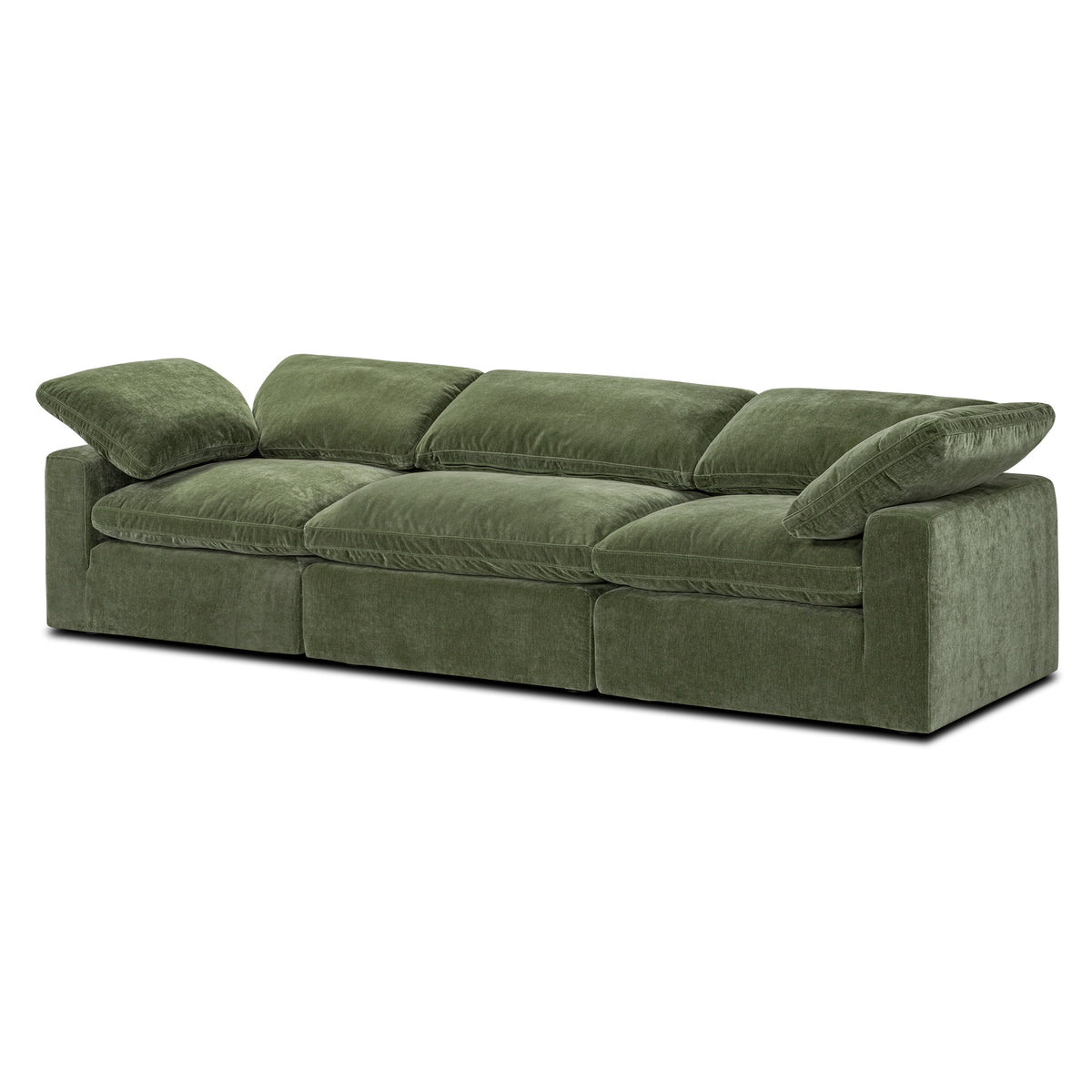 Aspen 3-Seat Modular Sofa in Sagano Green, shown at an angle