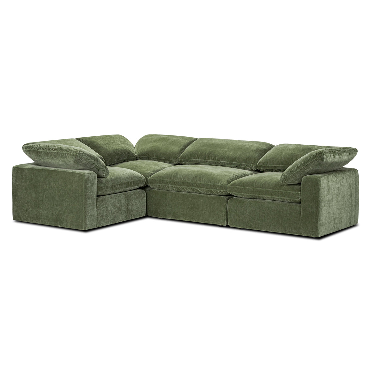 Aspen 4-Seat Modular Sectional in Sagano Green, shown at an angle