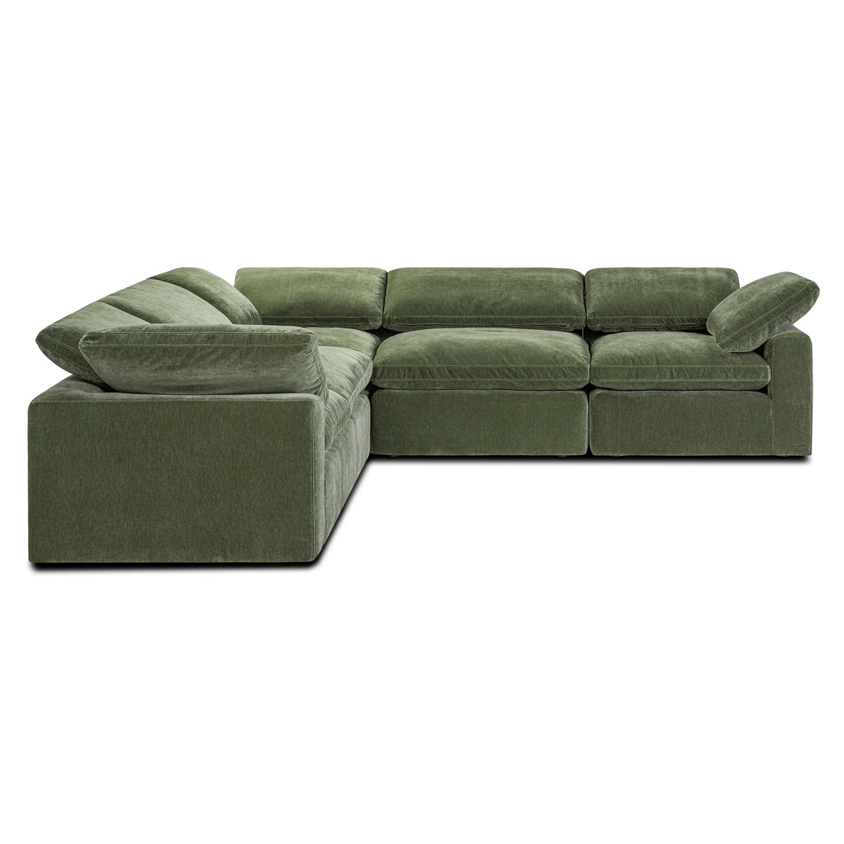 Aspen 5-Seat Modular Corner-Sectional in Sagano Green, cushion and fabric texture close up