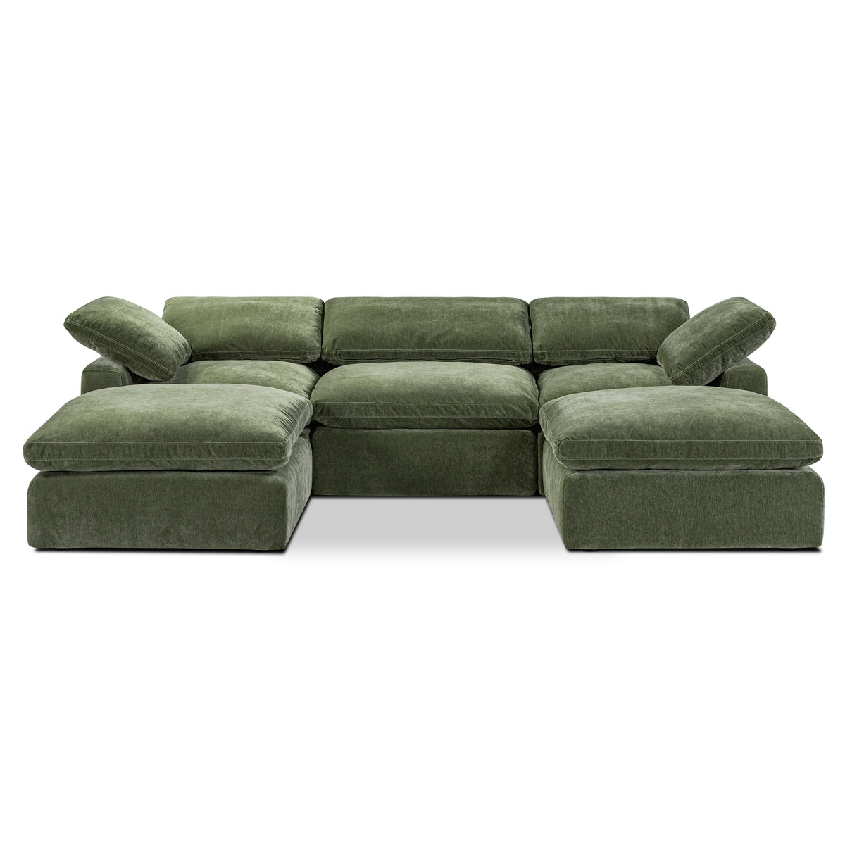 Aspen 5-Seat Modular Double Chaise Sectional, armrest and seat detail