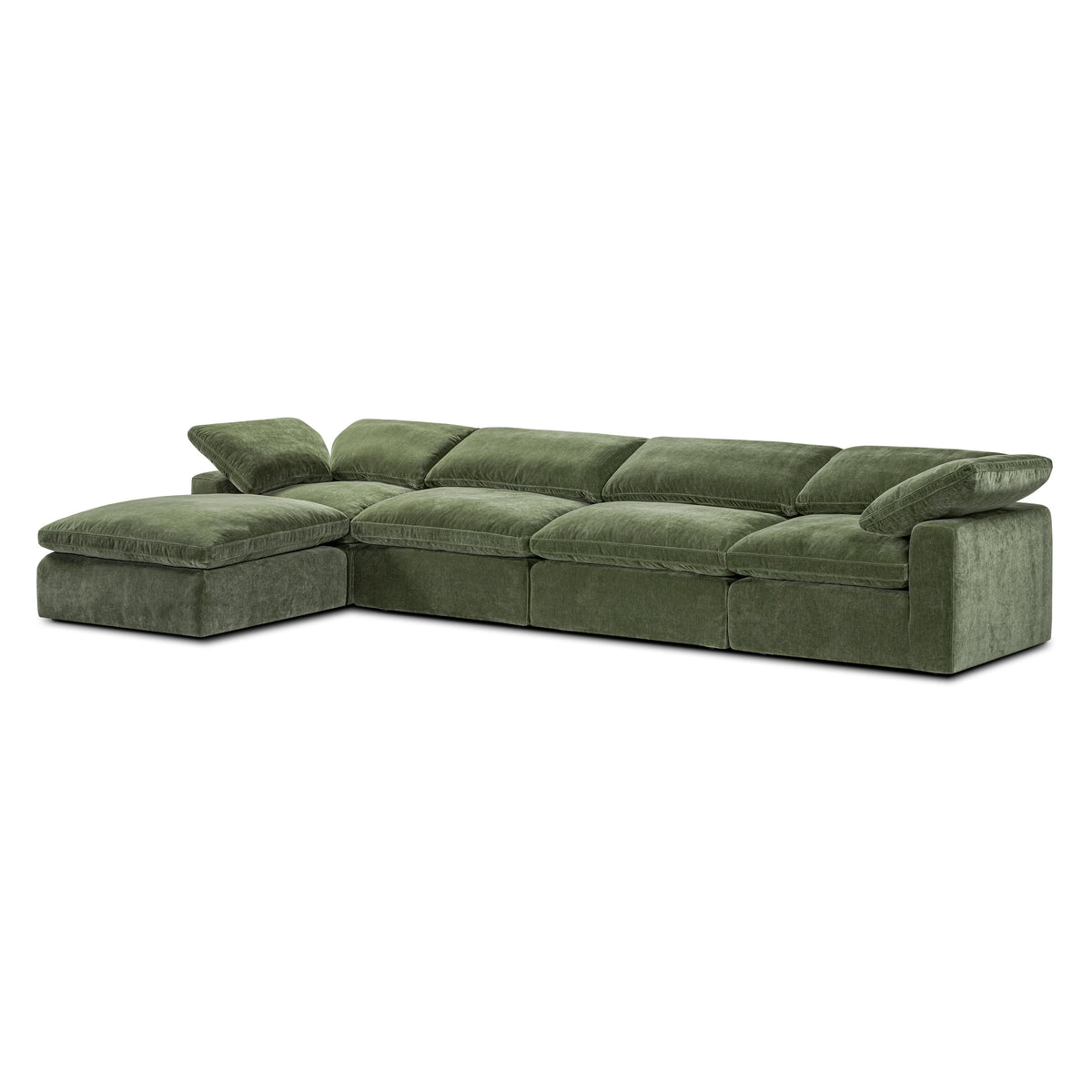 Aspen 5-Seat Modular L-Sectional in Sagano Green, back view