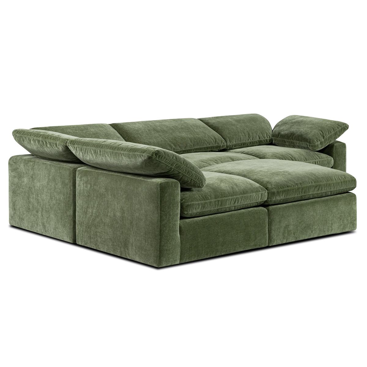 Aspen 5-Seat Modular Sectional in Sagano Green, cushion and fabric texture close up