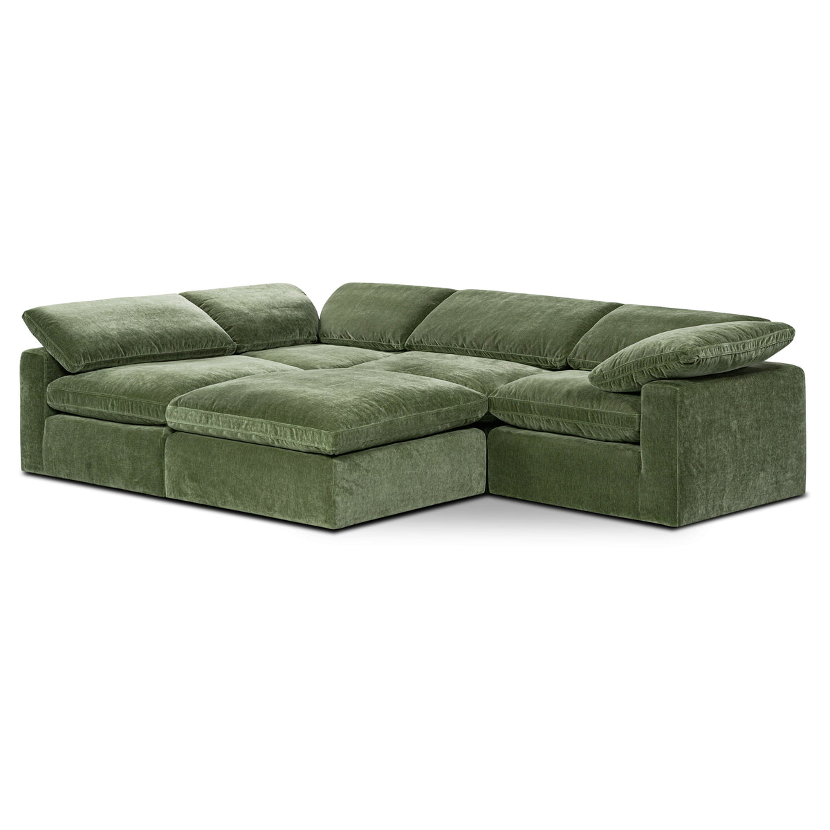 Aspen 5-Seat Modular Sectional in Sagano Green, shown at an angle