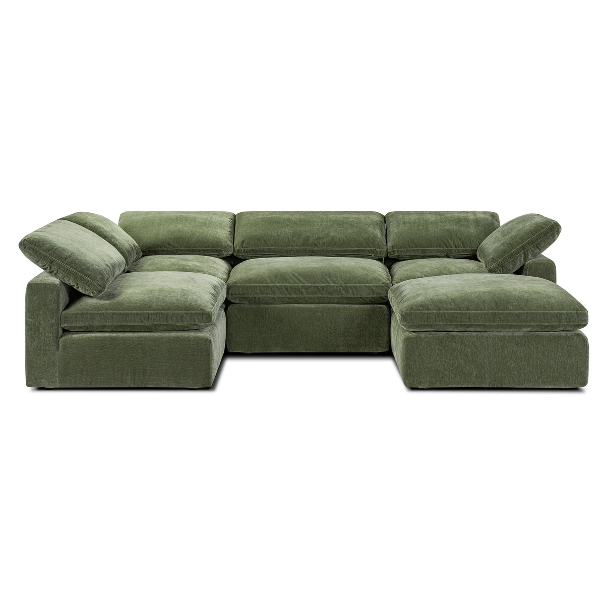Aspen 5-Seat Pine U-Sectional, Sagano Green, shown at an angle