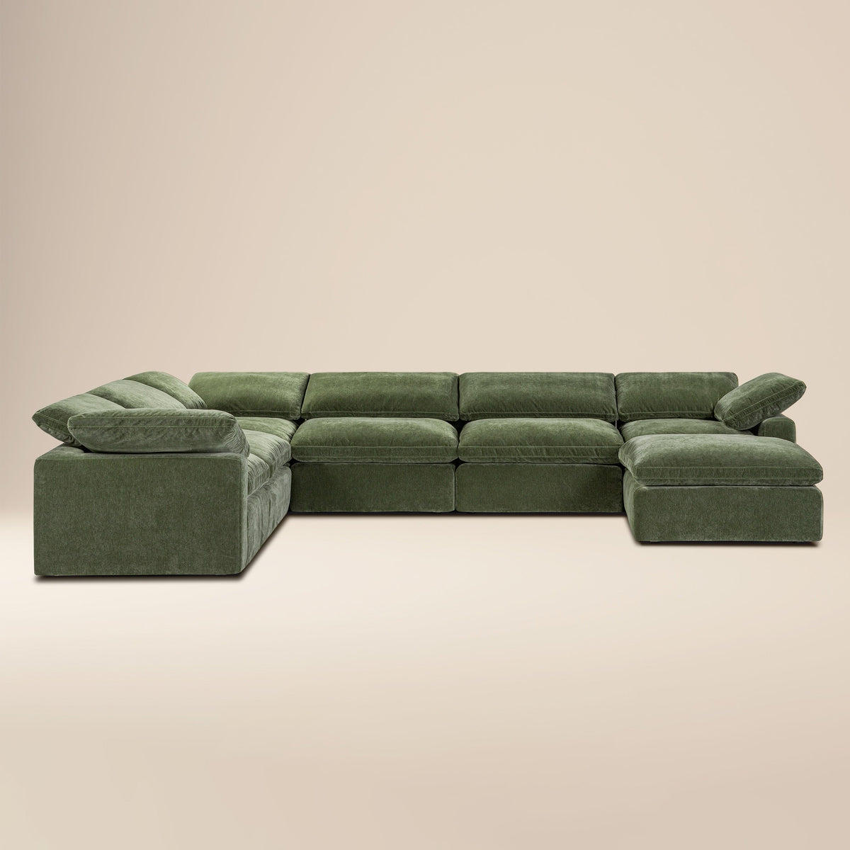 Aspen 7-Seat Pine Sectional, Sagano Green, side profile