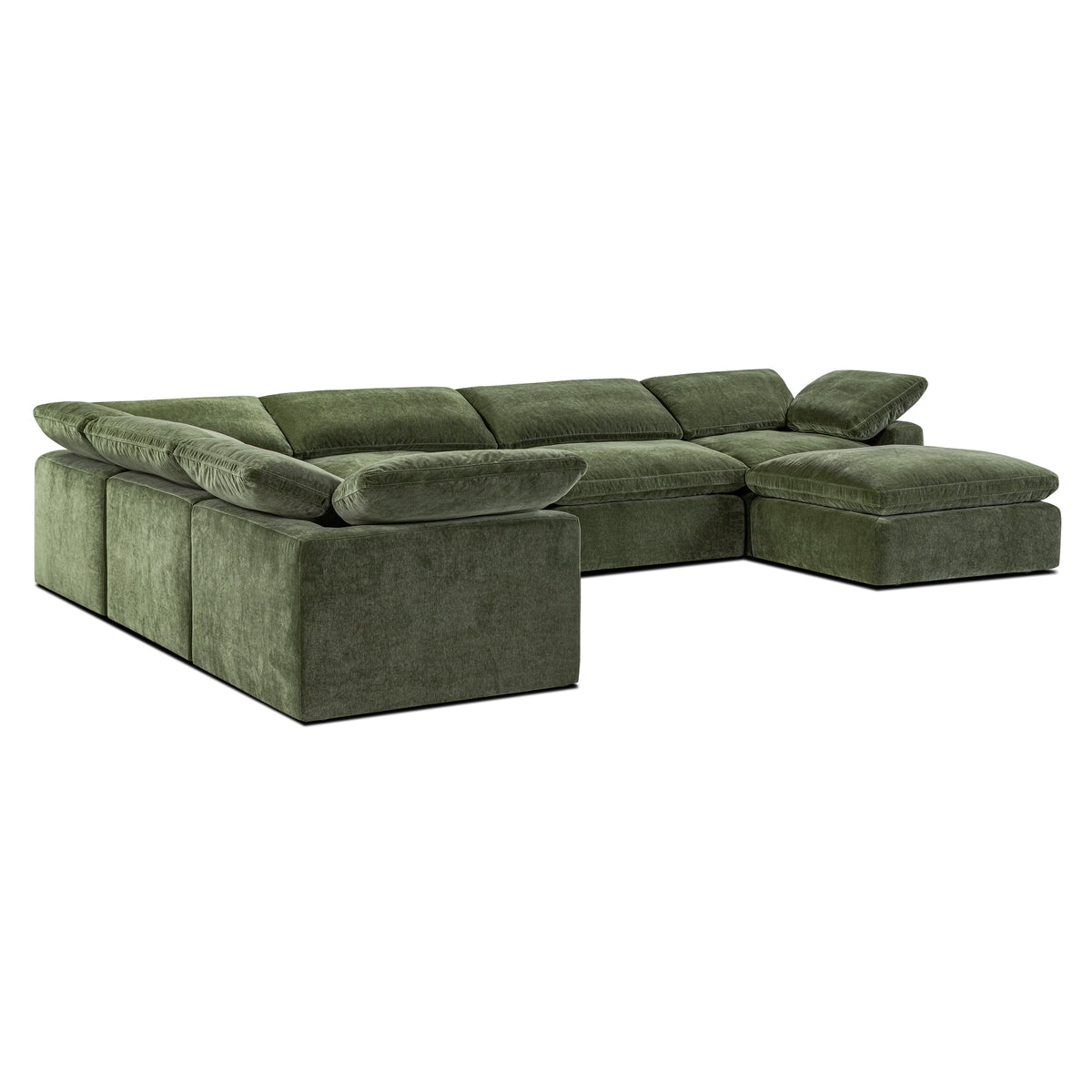 Aspen 7-Seat Pine Sectional, Sagano Green, armrest and seat detail