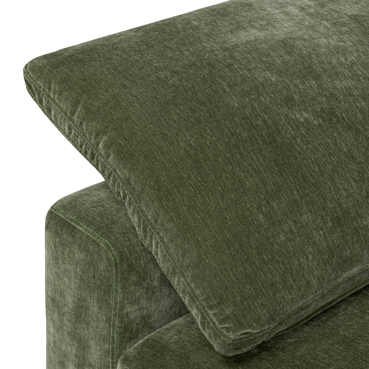 Aspen 7-Seat Pine Sectional, Sagano Green, seat and base detail