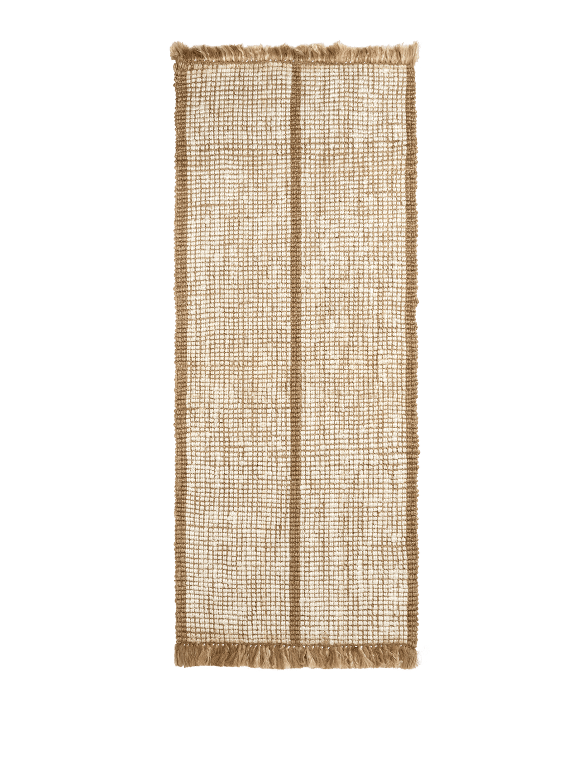 Athens Stripes Natural Fibre Runner, Natural/Off-White, full rug laid flat