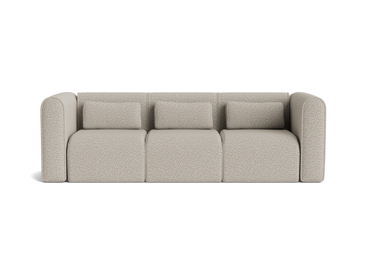 Bangalow Modular Armchair, limestone, fabric and finish close up