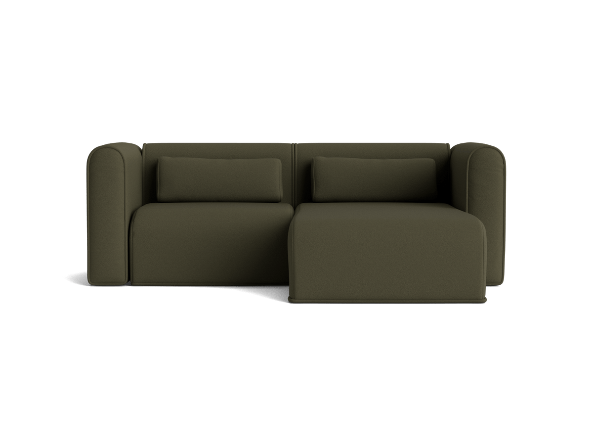 Bangalow Modular Armchair, greenwattle, fabric and finish close up