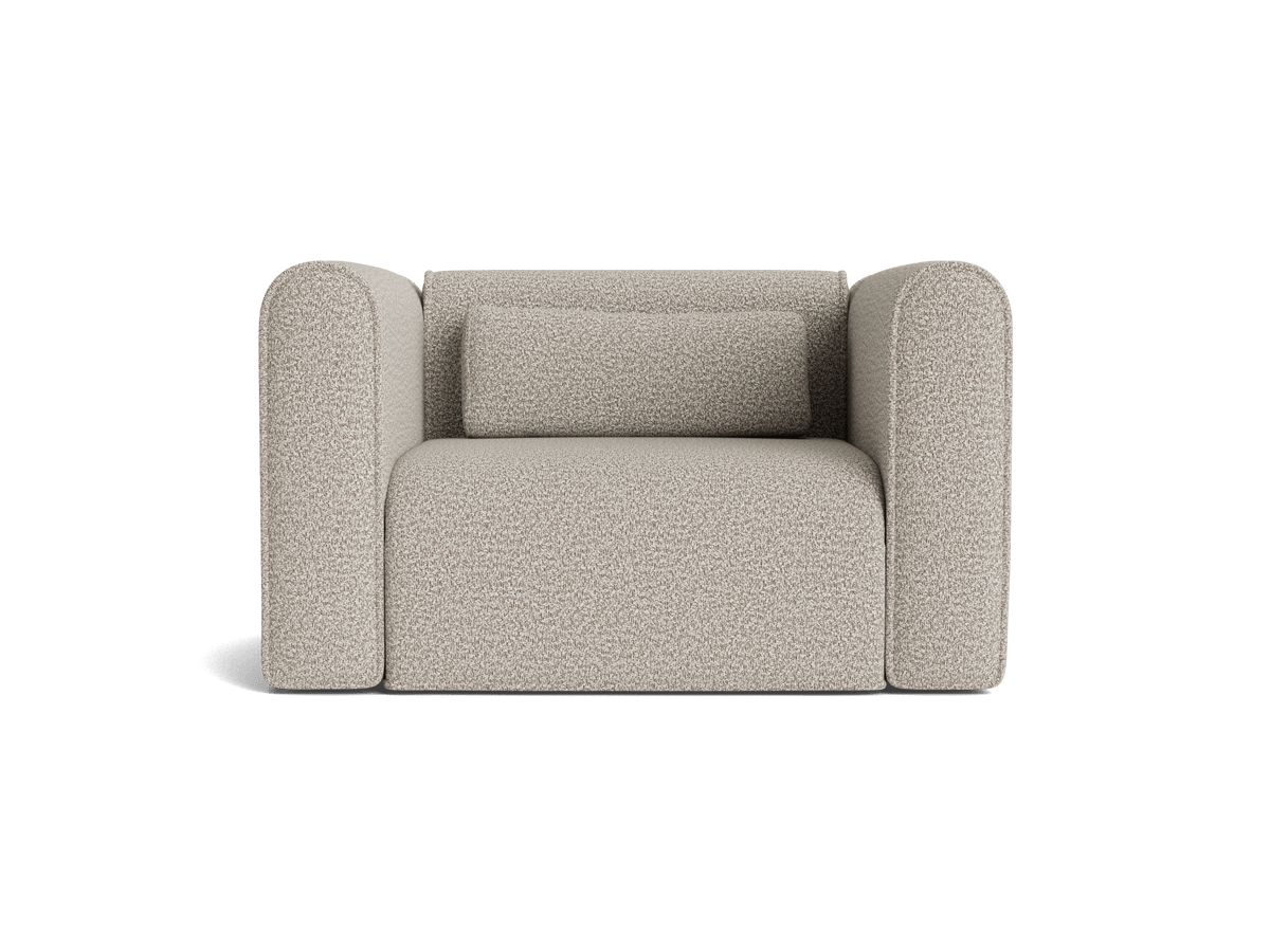Bangalow Modular Armchair, limestone, angled three quarter view