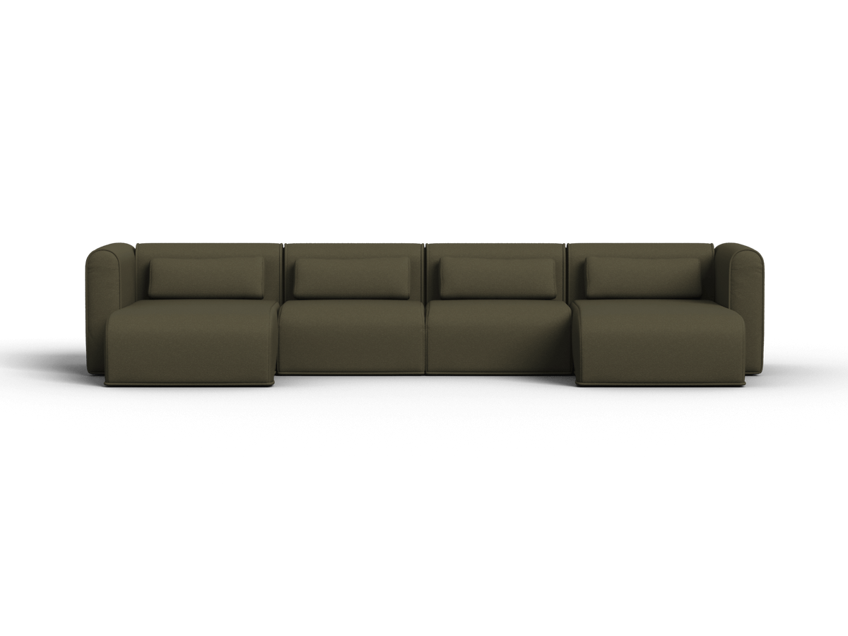 Bangalow Modular Chaise Sofa, styled with cushions
