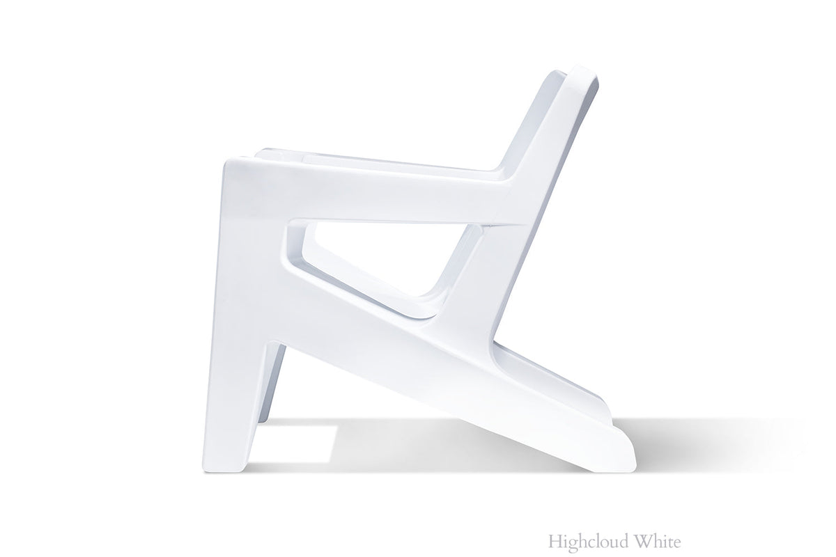 Bask Outdoor Lounge Chair, white, styled in a living space