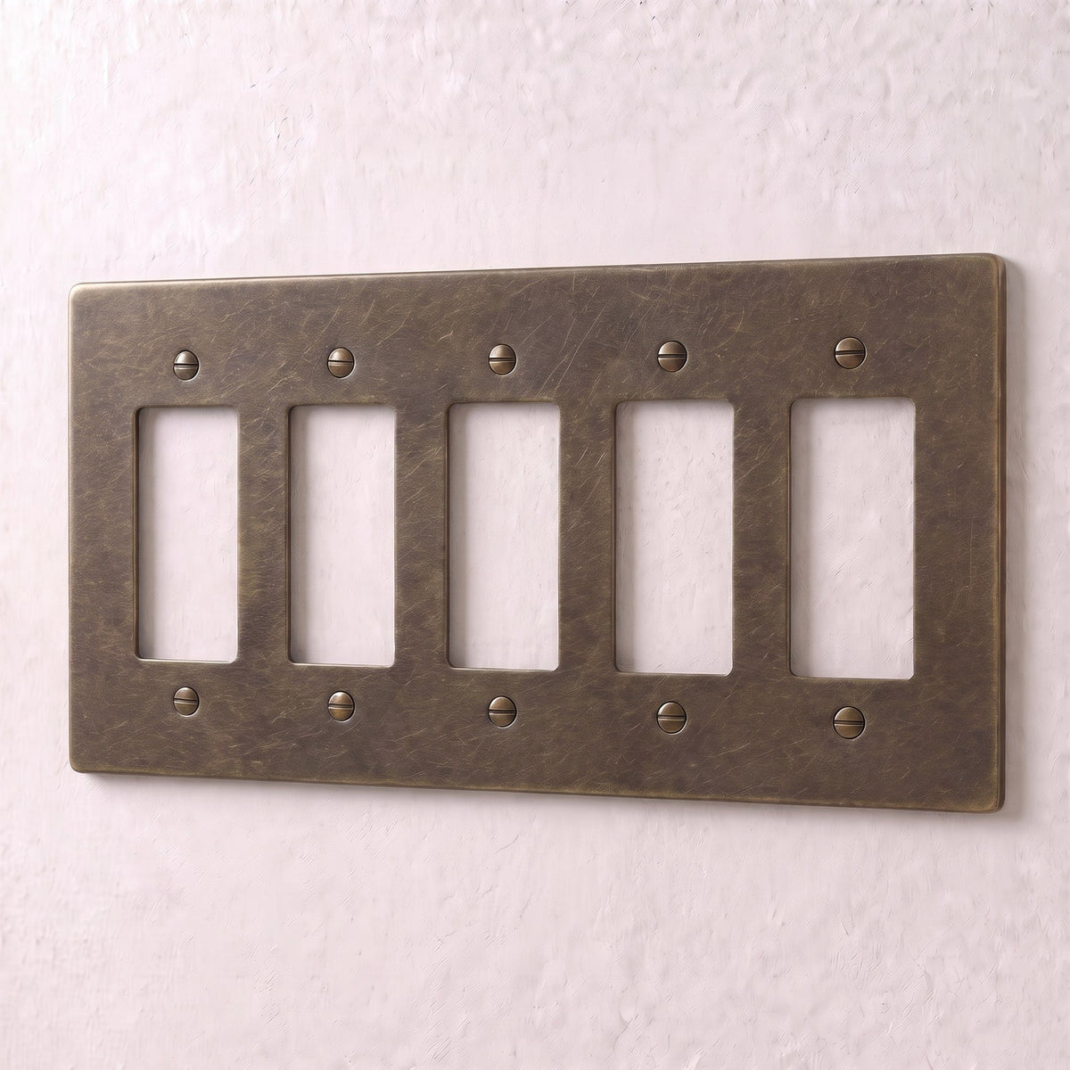 Brass Wall Plate (1-5 Gang), full set view