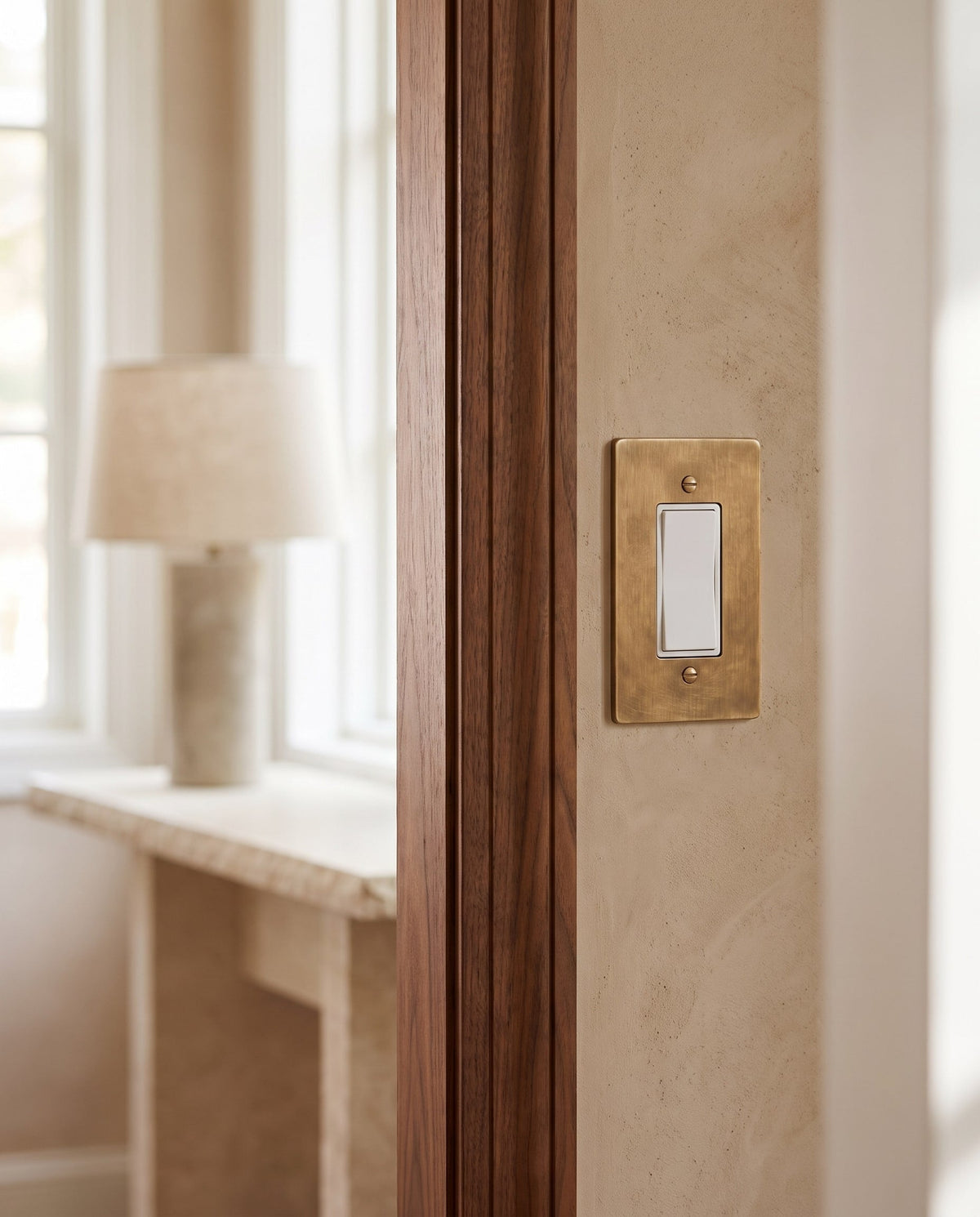 Brass Wall Plate (1-5 Gang), finish close up