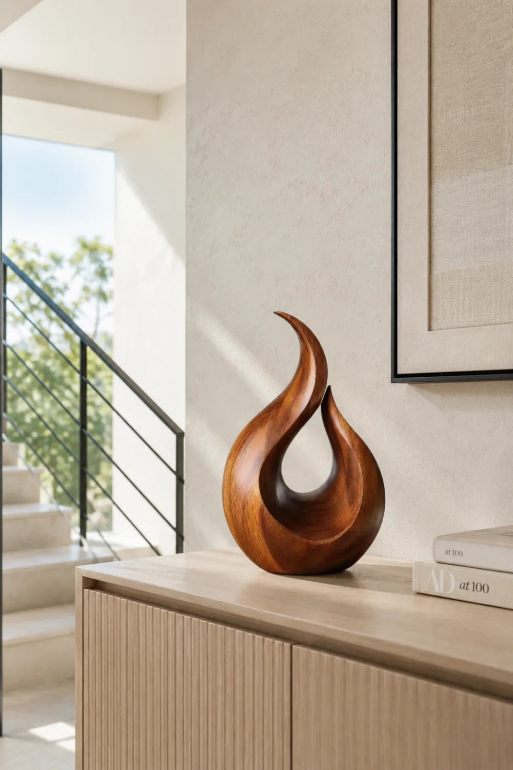 Cairn Abstract Wood Sculpture, profile view