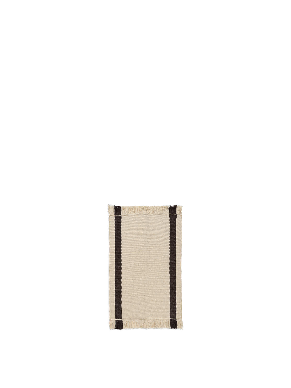 Calm Kelim Mat, Off-White/Coffee, full rug laid flat