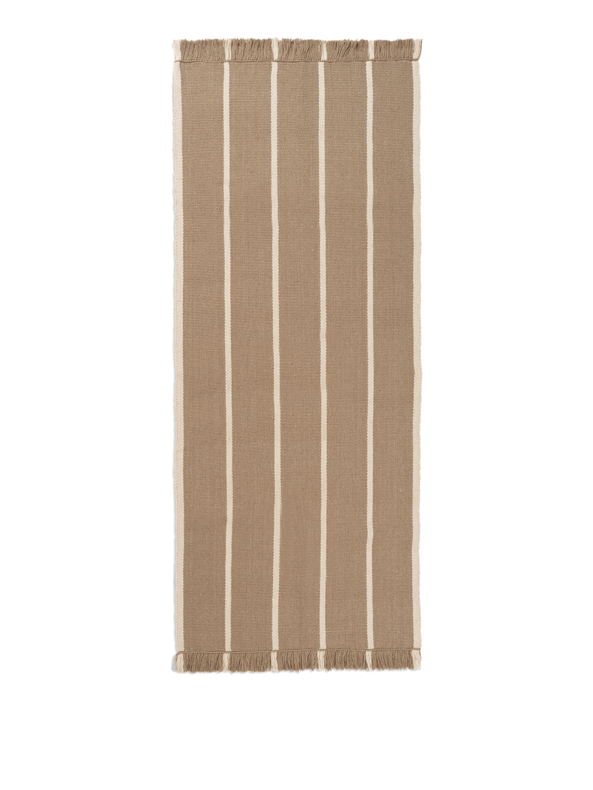 Calm Kelim Runner, Dark Sand/Off-White, full rug laid flat