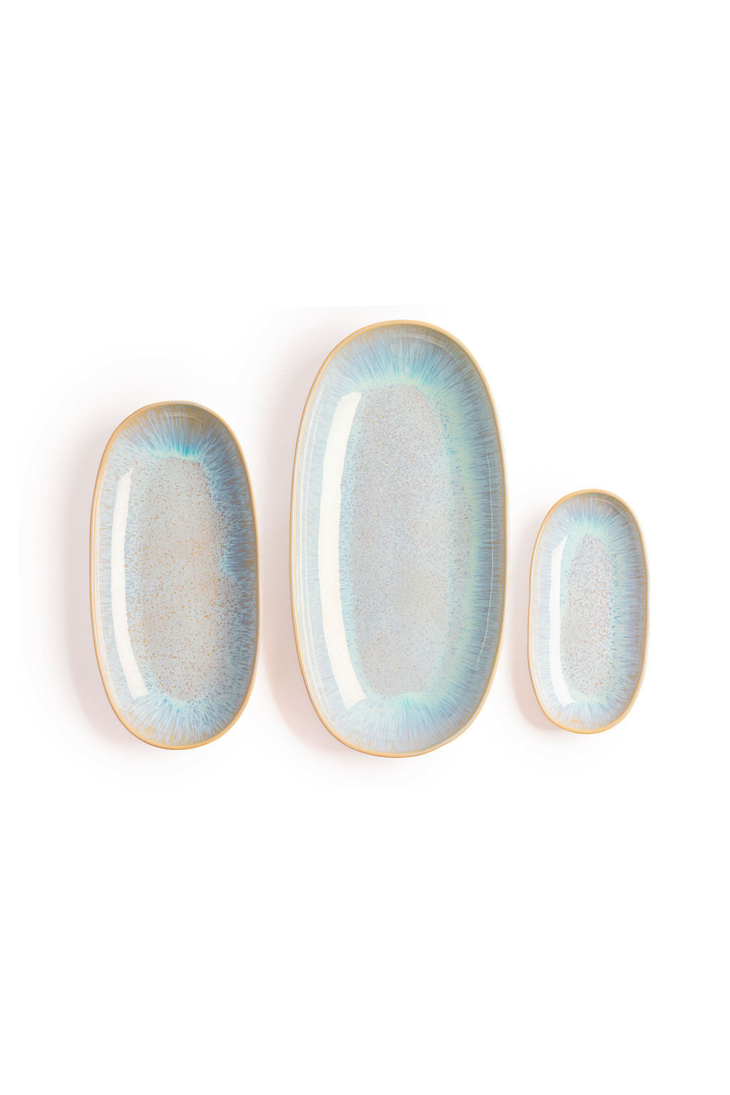 Ceramic Serving Platter Trio, opal, surface texture close up