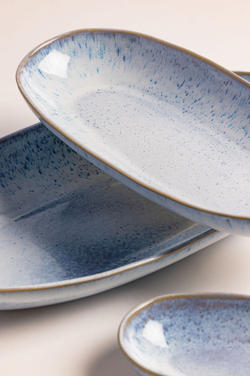 Ceramic Serving Platter Trio, cay, glaze and finish close up