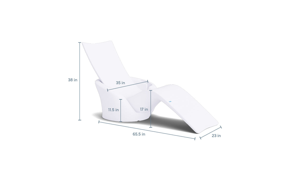 Chaise Island Lounge In-Pool & Patio Set, scale beside the pool edge