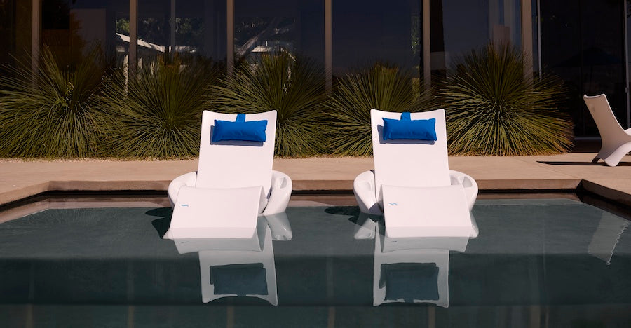 Chaise Island Lounge In-Pool & Patio Set, angled three quarter view