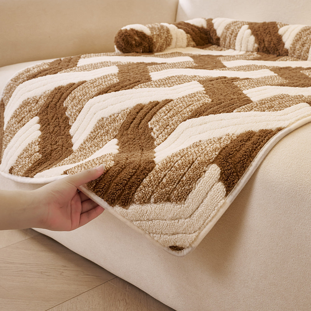 Chevron Plush Bolster Pet Sofa Bed, second styled room view