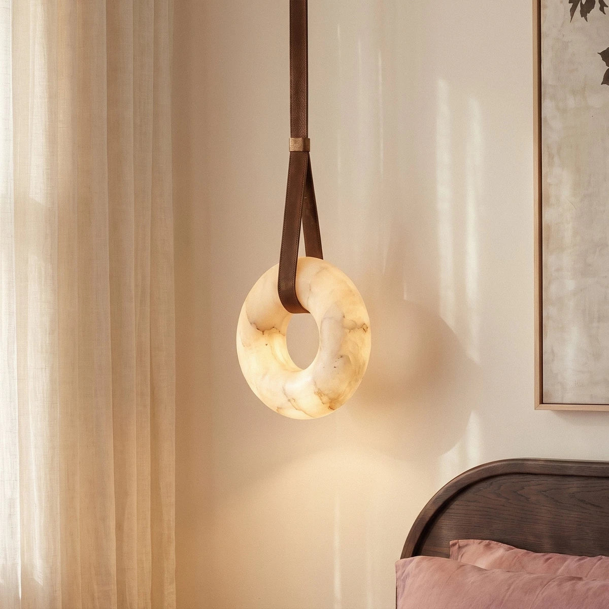 Cingeto Alabaster Pendant Light, angled view showing the silhouette