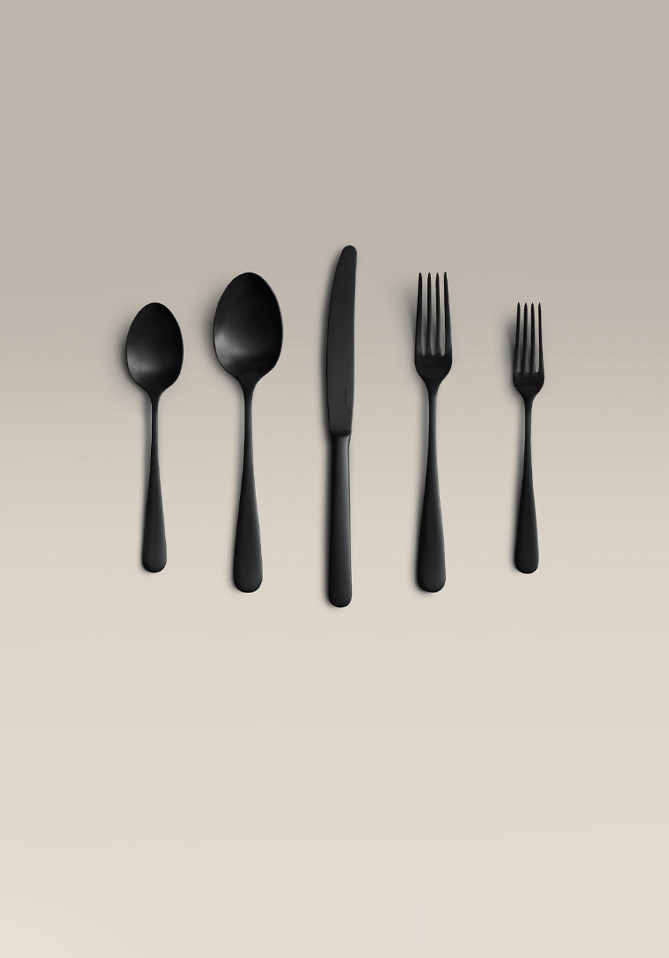 Classic Five-Piece Place Setting, black, finish and polish close up