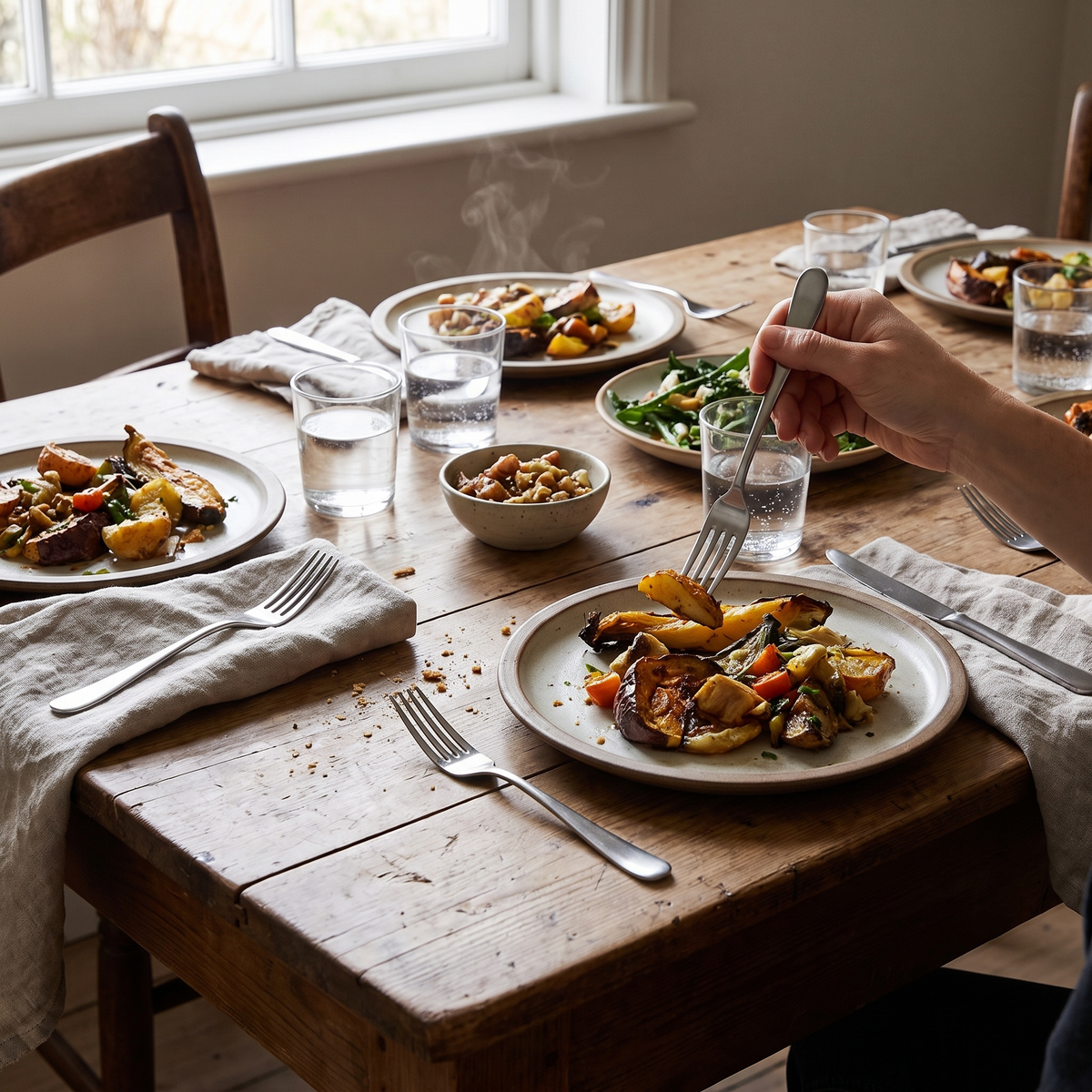 Classic Small Stainless Steel Fork Set, styled in a real setting