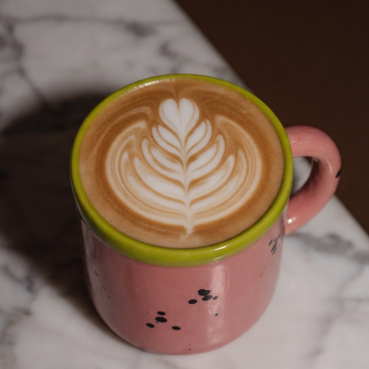 Coffee Mug in Watermelon, glaze and finish close up