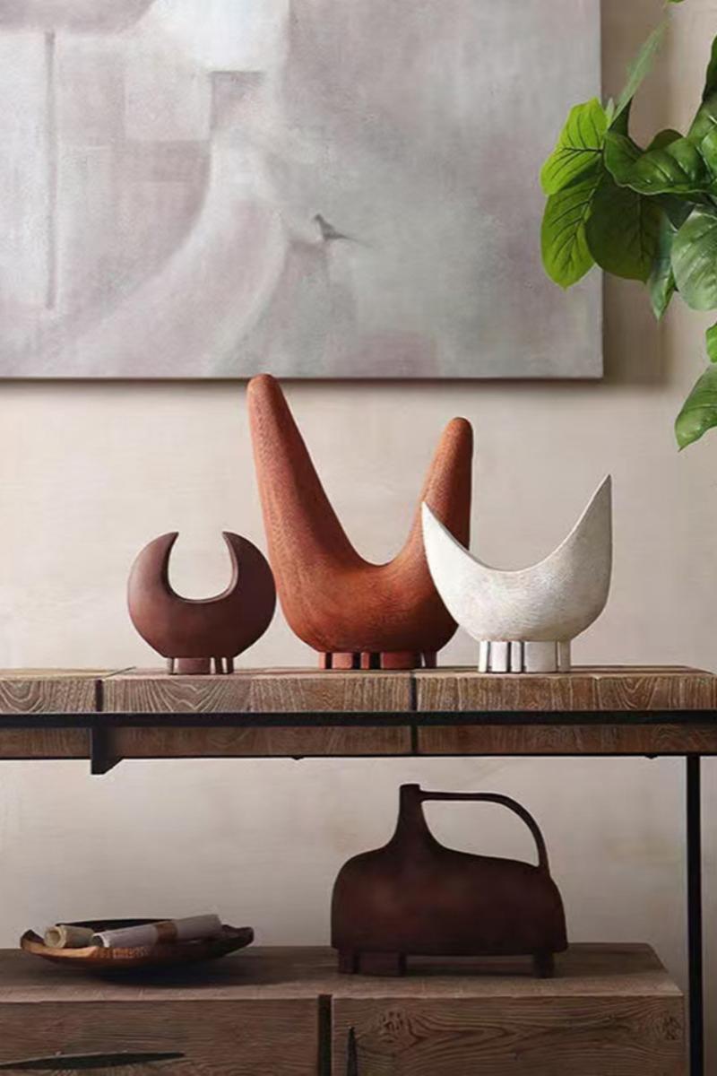 Coil Abstract Pottery Sculpture, profile view