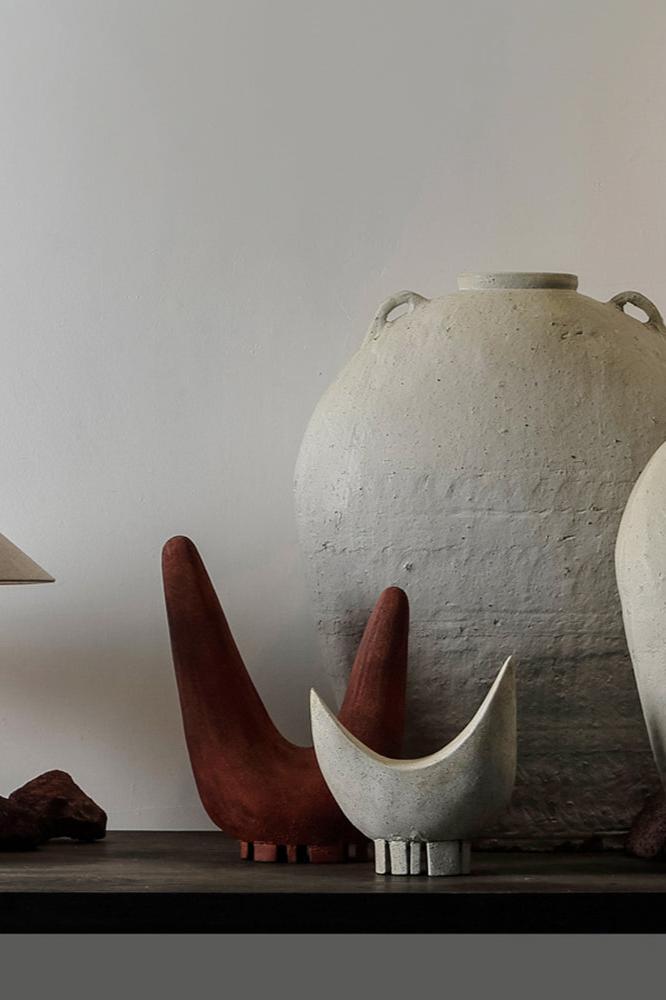 Coil Abstract Pottery Sculpture, base and footing detail
