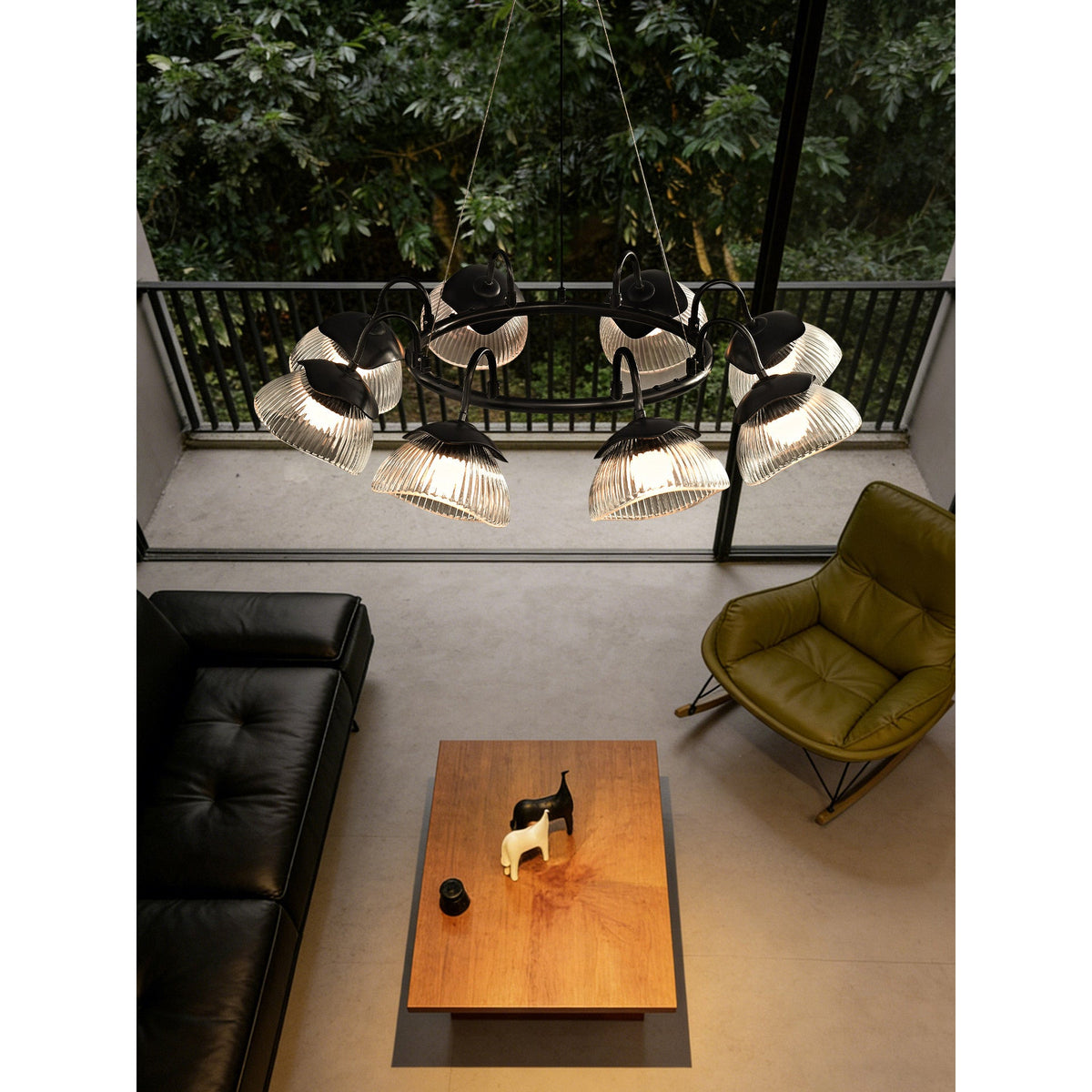 Coronis Fluted Glass LED Chandelier, second diffuser detail