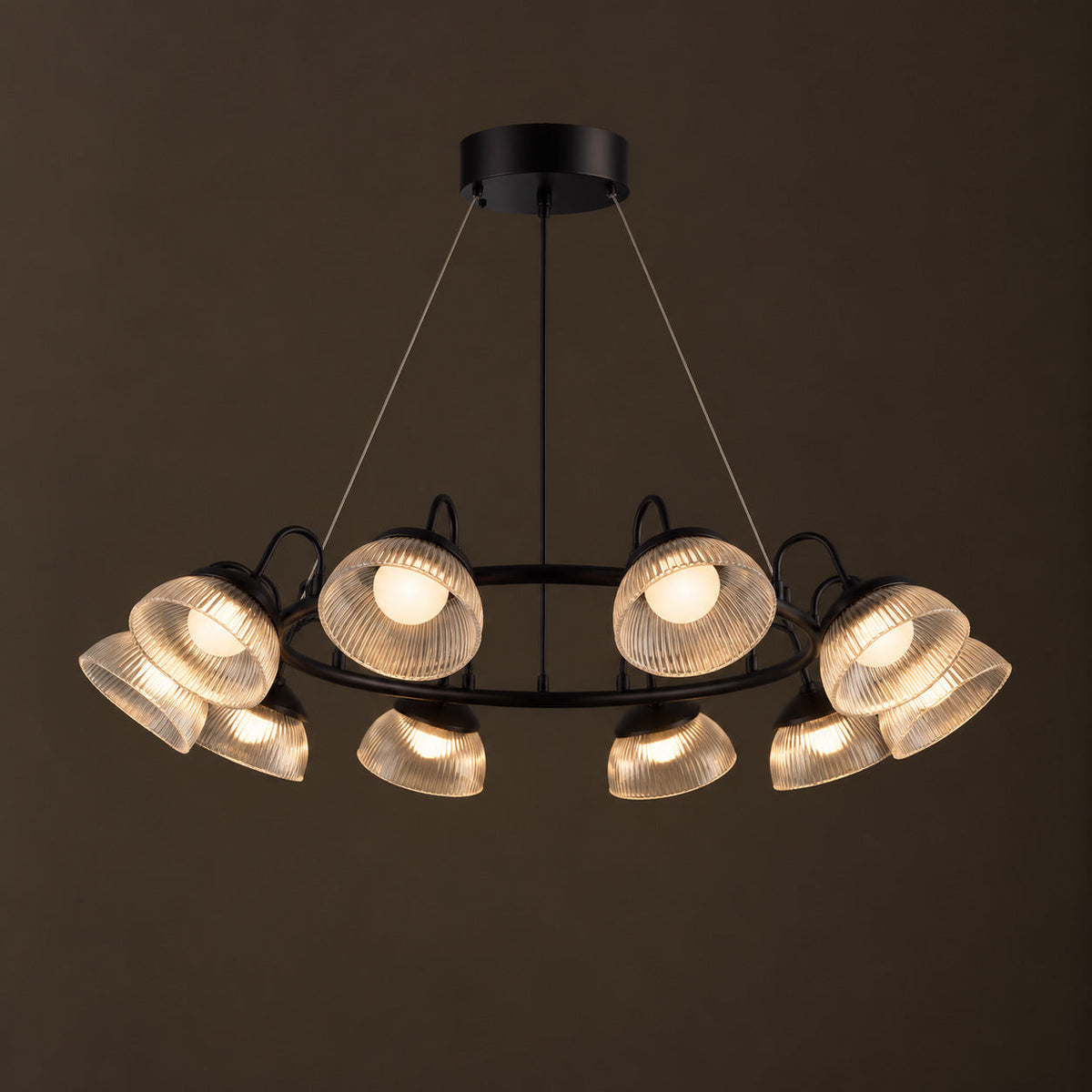 Coronis Fluted Glass LED Chandelier, second side profile