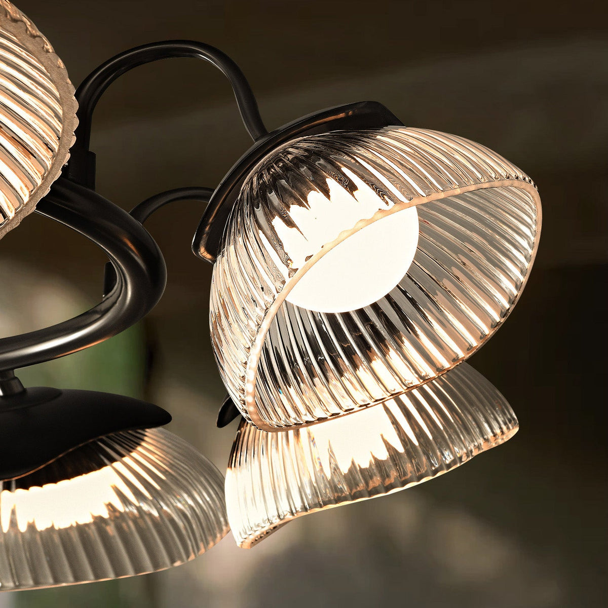 Coronis Fluted Glass LED Chandelier, second unlit detail view