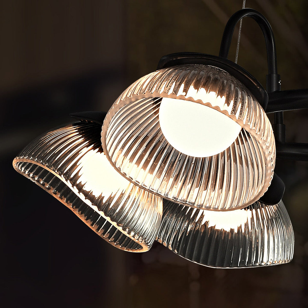 Coronis Fluted Glass LED Chandelier, second angled three quarter view