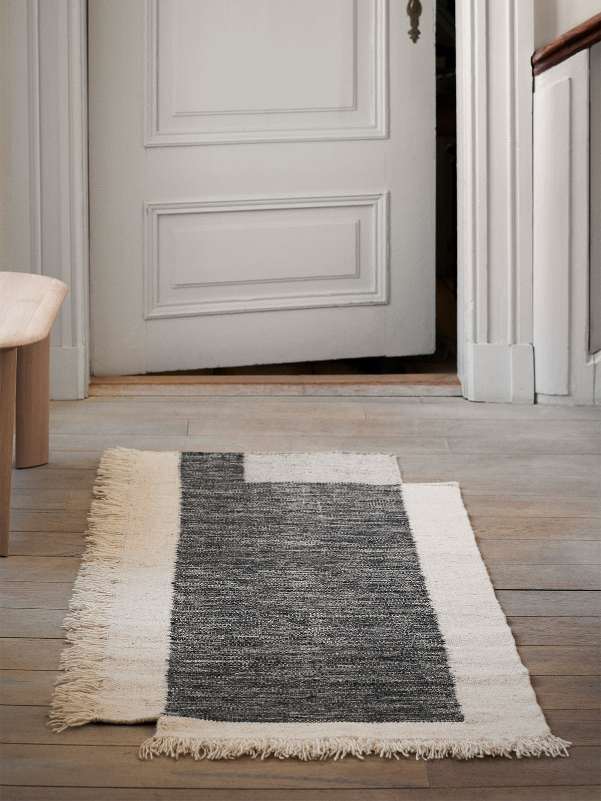 Counter Natural Fibre Runner, Charcoal/Off-white, pile and weave texture close up