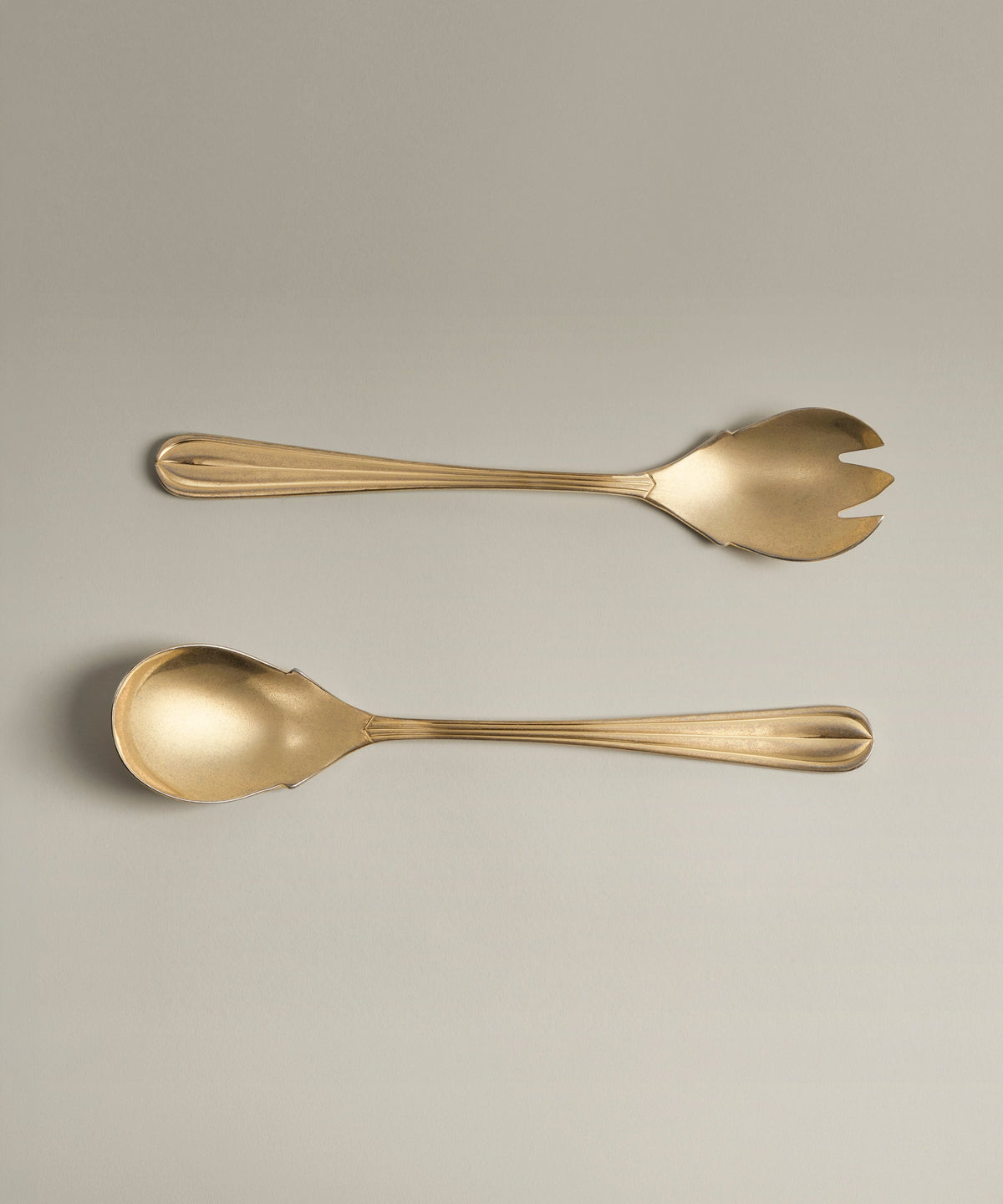 Crescent Serving Fork and Spoon, full set laid out