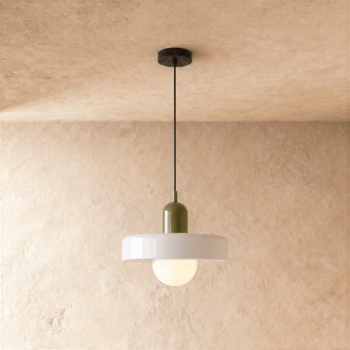 Cride Metal Pendant Light, unlit profile view