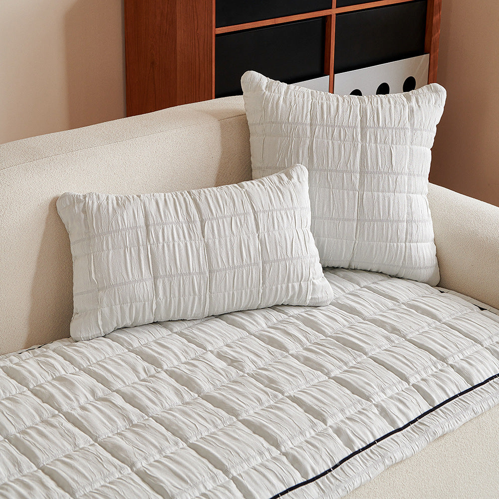 Crinkle Texture Non-Slip Sofa Mat, folded detail