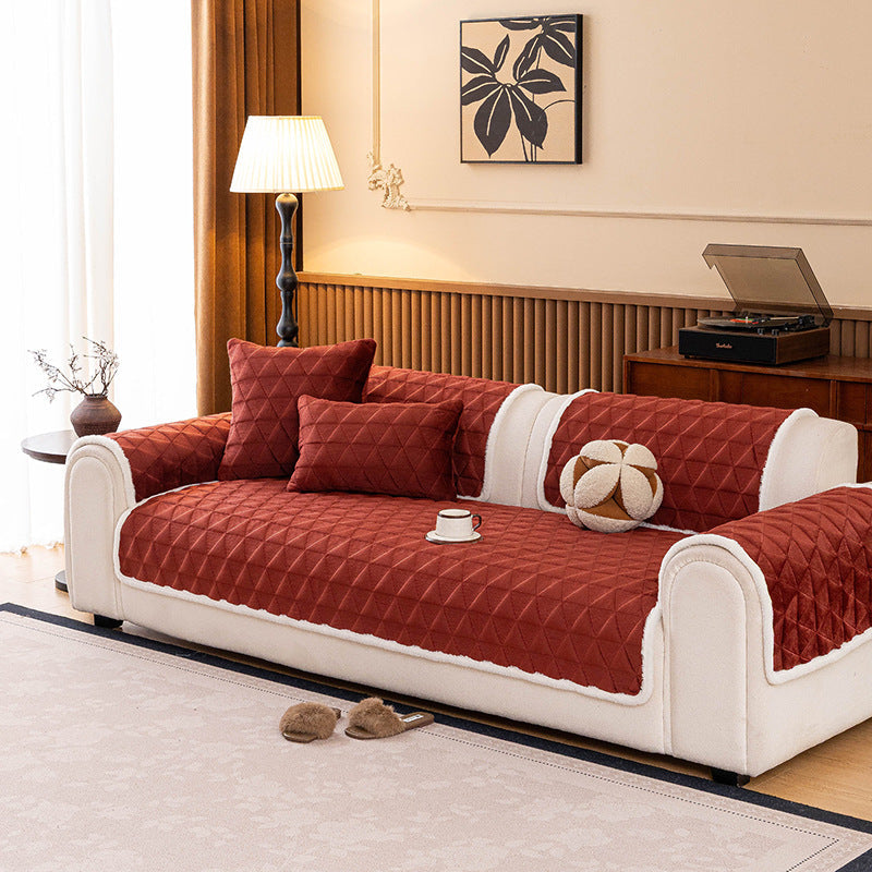Crystal Velvet Quilted Sofa Protector, reverse side view